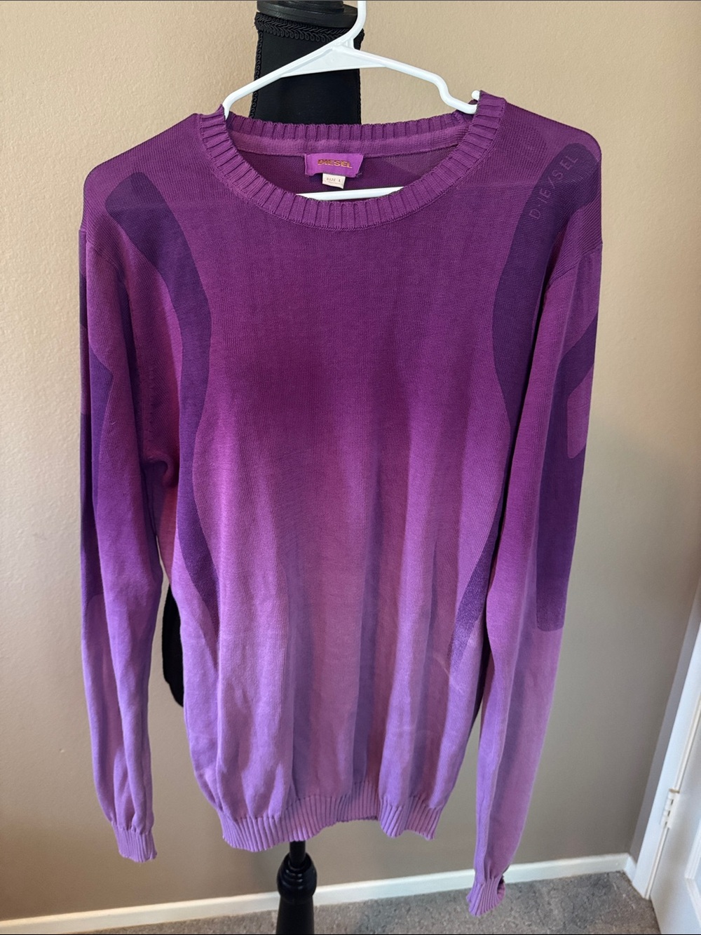 DIESEL Purple Gradient Crewneck Sweater L